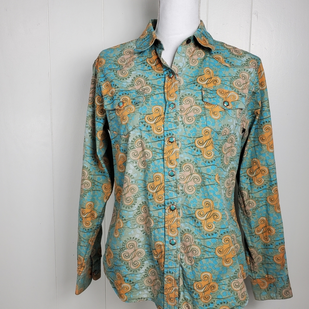 Walls Ranch wear western Cowgirl Rodro Queen  button front shirt Size Medium - Picture 6 of 12